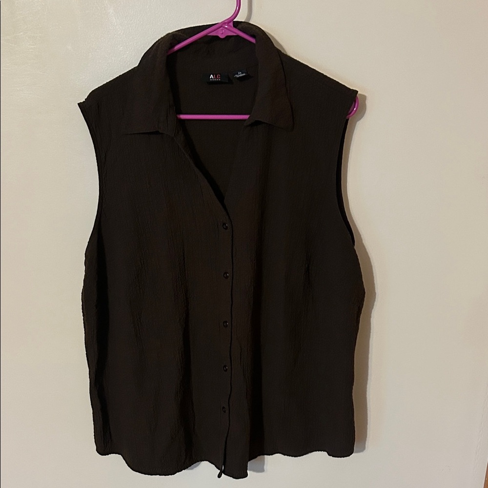 ALC woman brown sleeveless button down shirt 2X